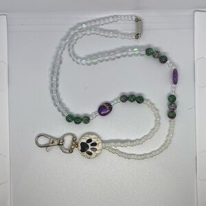 Paw print beaded lanyard